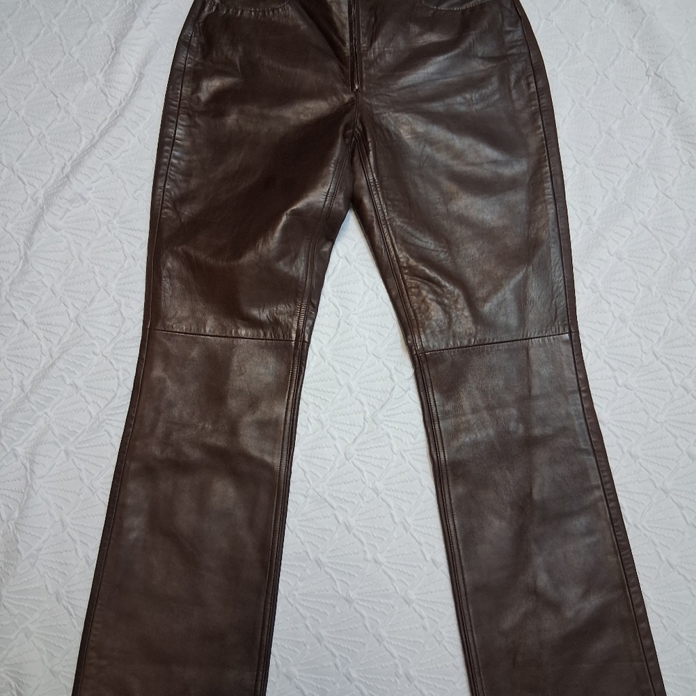 Banana Republic Dark Brown Straight Leg Vegan Leather Pant  Size 6 - Picture 10 of 17